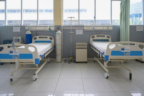 Hospital beds in a high-dependency care unit