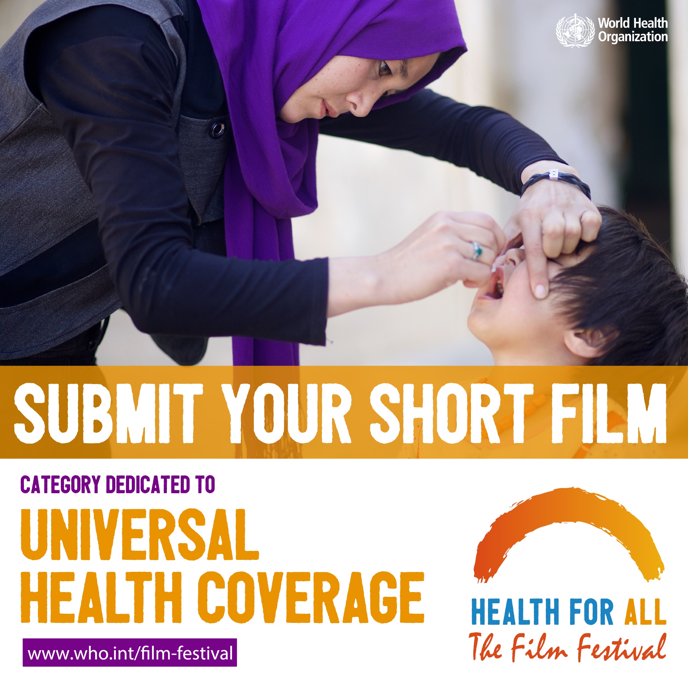 WHO film festival poster on the universal health coverage category