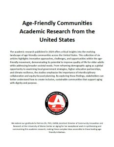 Age-Friendly Communities Academic Research from the USA