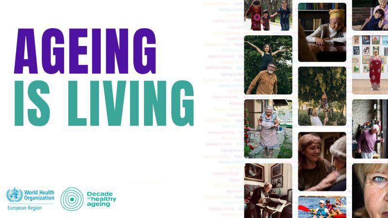 Decorative banner for the WHO Regional Office for Europe's Ageing is Living strategy.