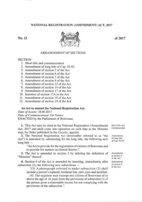 National Registration (Amendment) Act