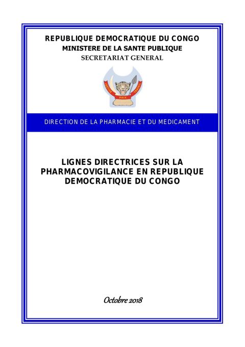 Lignes directrices sur la pharmacovigilance en République Démocratique du Congo