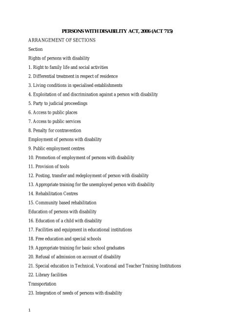 Persons with Disability Act, 2006 Act 715