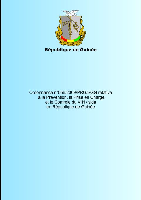 Ordonnance 056/2009/PRG/SGG relative à la Prevention, Prise en charge et le Contrôle du VIH/sida