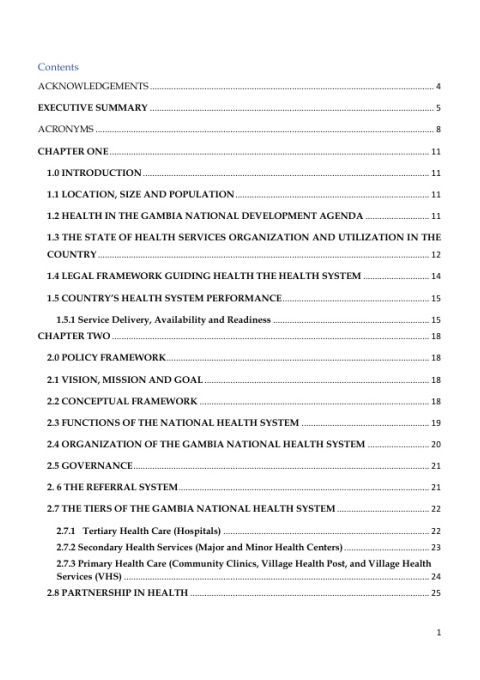 National Health Policy Strategy Plan
