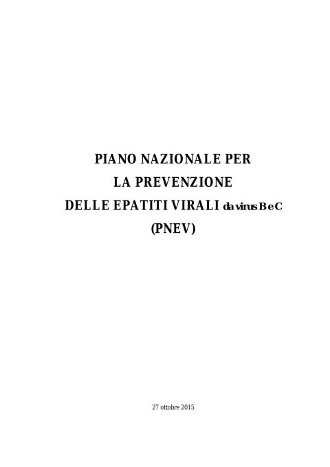 Piano nazionale per la prevenzione delle epatiti virali da virus B e C