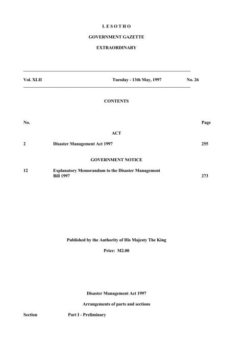 Disaster Management Act 1997
