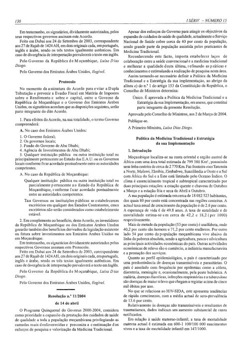 Resolução No 11/2004 Politica da Medicina treadicional e etrategia da su implmentação