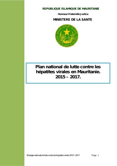 Plan national de lutte contre les hépatites virales 2015-2017