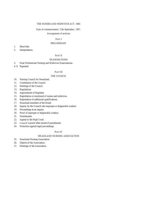 Nurses and midwives Act, 1965