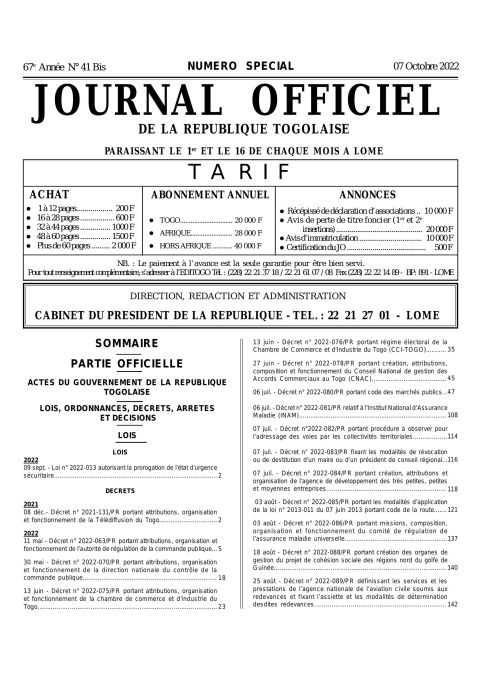 Décret n° 2022-086/PR portant missions, composition, organisation et fonctionnement du comité de régulation de l’assurance maladie universelle