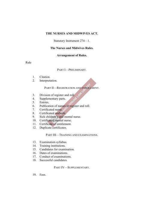 The Nurses and Midwives Rules