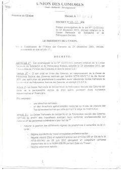 Loi No 12-012/AU portant création de la Caisse Nationale de Solidarité et de Prévoyance Sociale