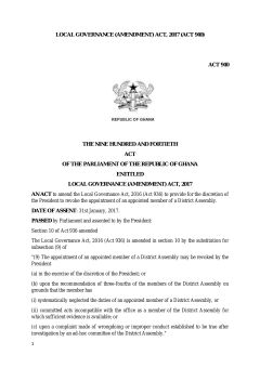 Local Governance (Amendment) Act, 2017 Act 940