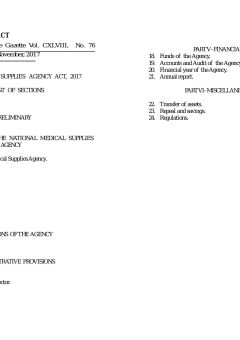 The National Medical Supplies Agency Act