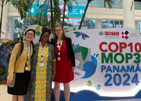 The Knowledge Hub on Legal Challenges team at the Panama Convention Centre for the Tenth Session of the Conference of the Parties to the WHO Framework Convention on Tobacco Control