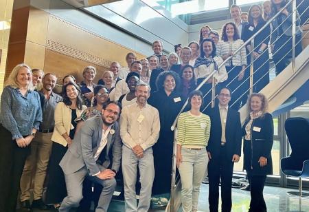 Group photo of attendees from 2024 Law and Tobacco Control workshop - about 40 people at the UICC office