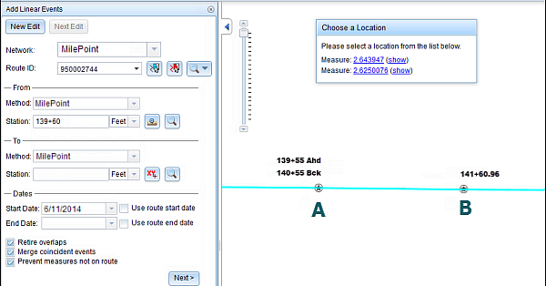 Choose a location for the from measure value