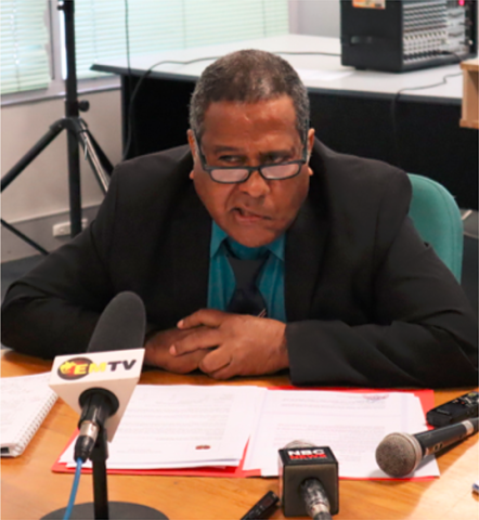 Health Secretary for PNG, Dr Paison Dakulala, speaking to media about COVID-19 during the early days of the country’s emergency reponse in 2020