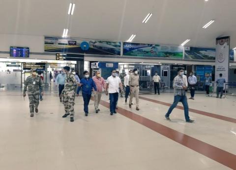 The Honorable Health Minister reviewing the readiness at Guwahati Airport for influx management