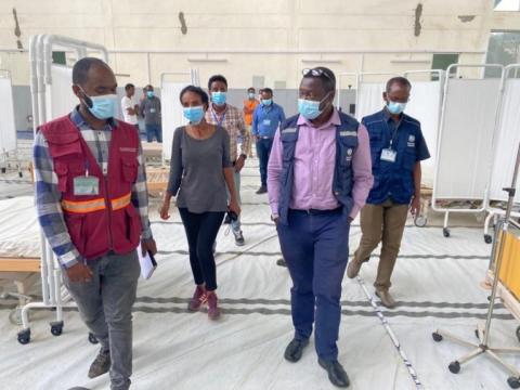 WHO COVID-19 Incident Manager visiting a COVID-19 treatment facility in Tigray