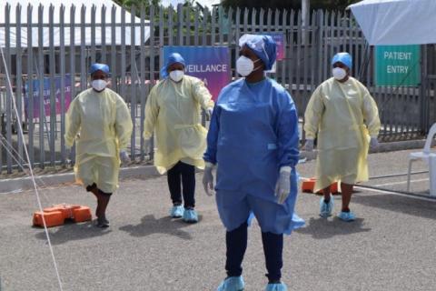Frontline workers at the Rita Flynn Isolation facility in Port Moresby