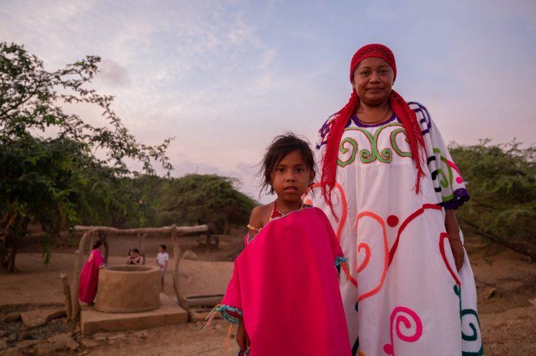 Wayúu woman and girl In Alta Guajira, Colombia. Photo taken in 2020.