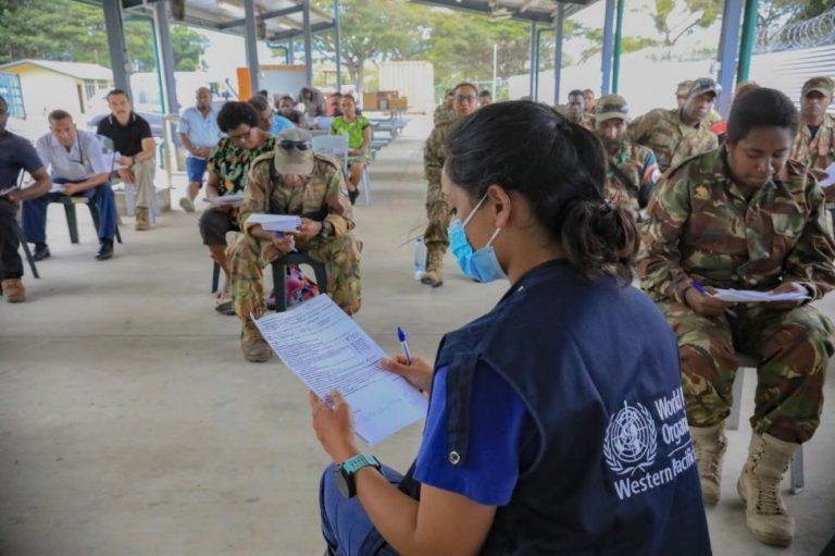 Training of PNG Defense Force medical staff by a joint team from the National Department of Health, WHO PNG, National Capital District’s Provincial Health Authority and the Australian Government