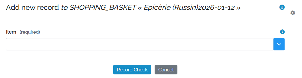 Image showing the Shopping Basket Item form