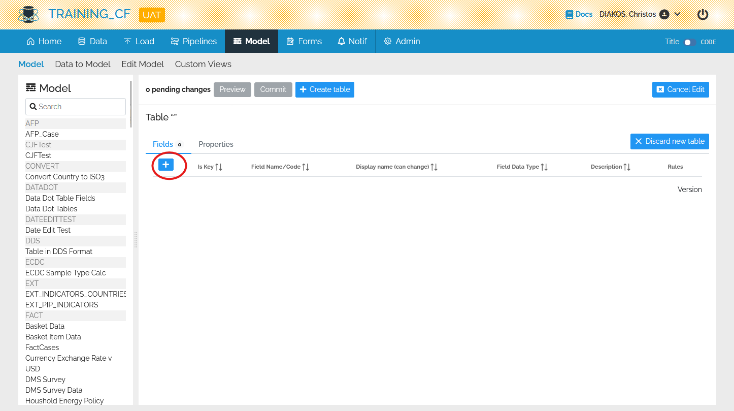 Image showing the plus symbol to add fields