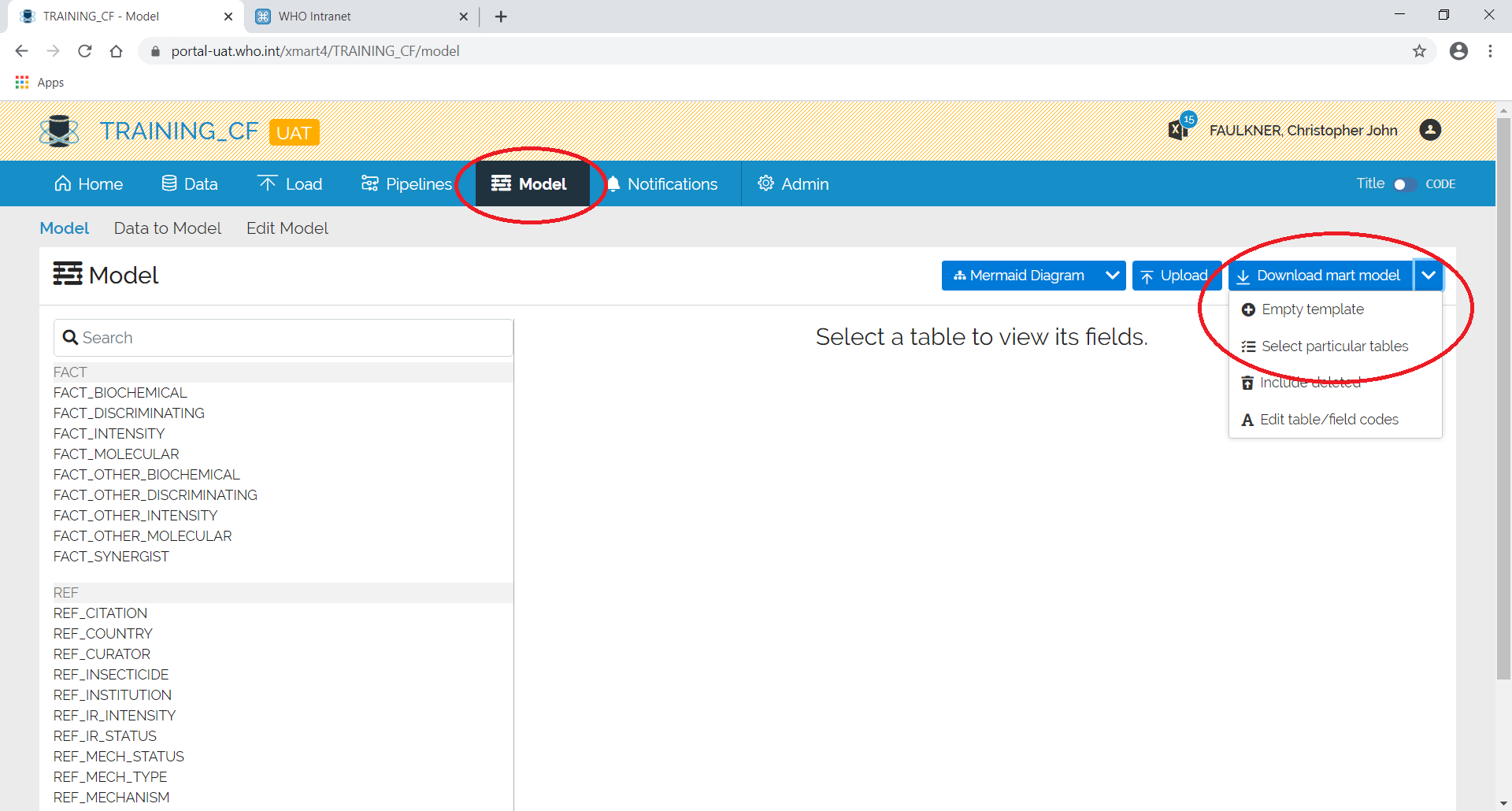 Image showing the navigation to download an empty template