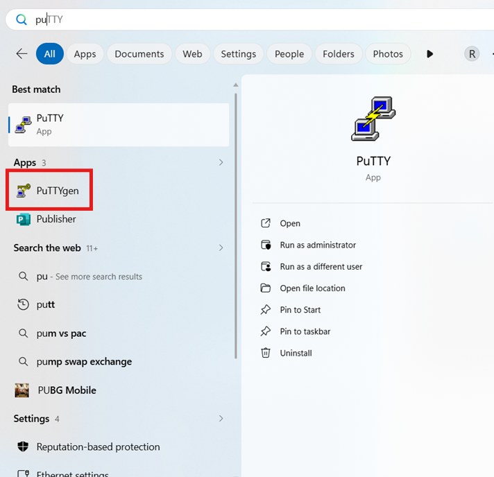 Image showing the PuTTYgen app icon