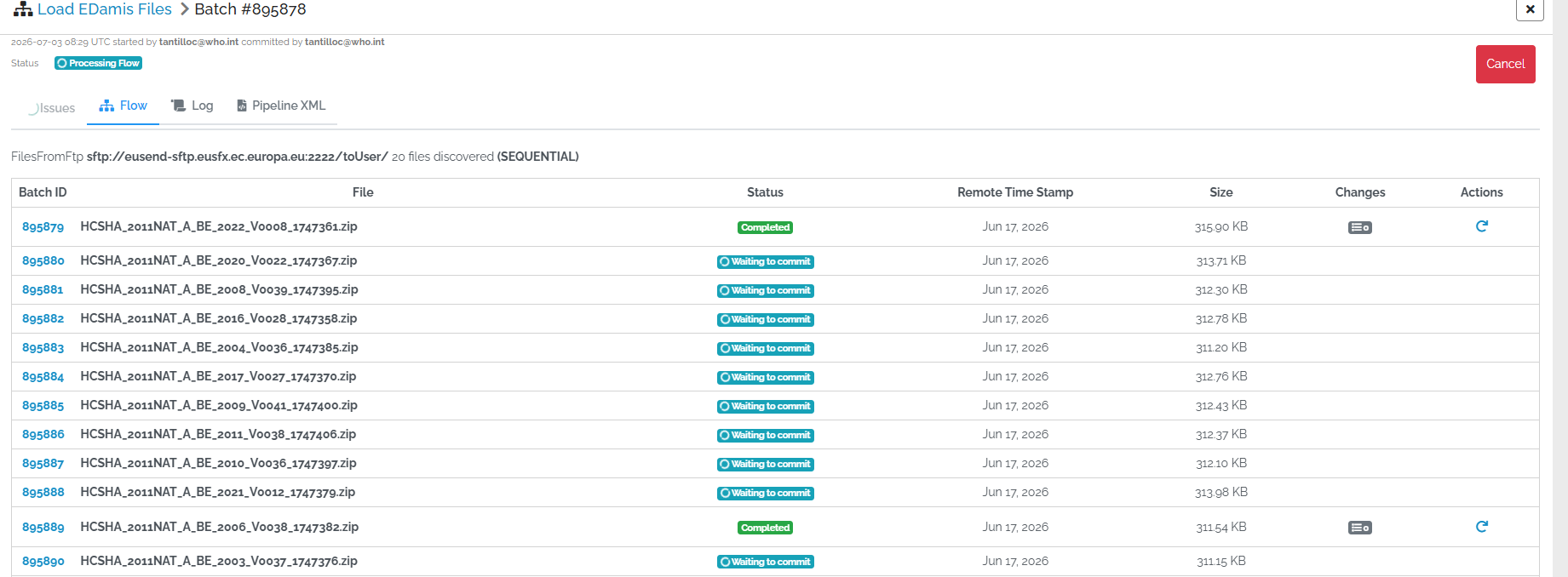 pipeline chain files from ftp