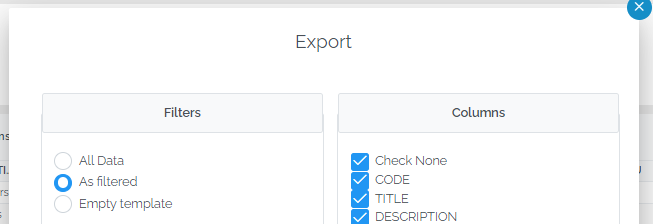 exporting as filtered