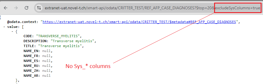 exclude system columns in OData API