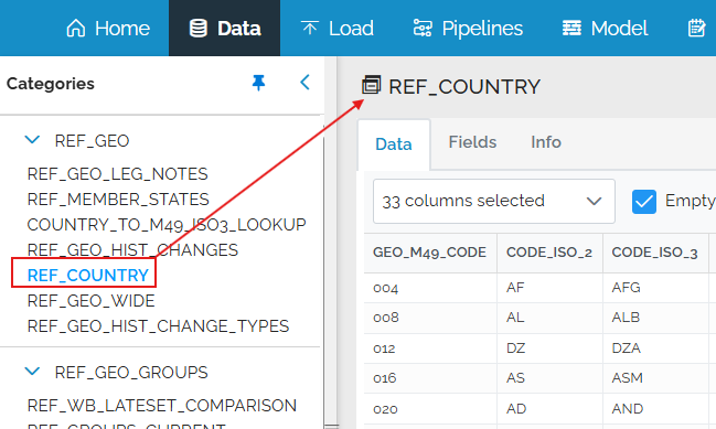 select table or view in object browser