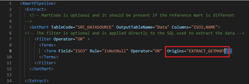 customize GetMart filter Terms by Origin