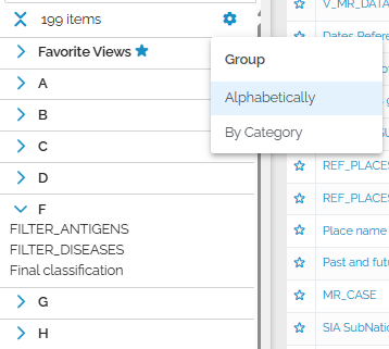grouped alphabetically in Title mode