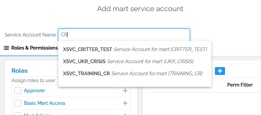 add mart service account