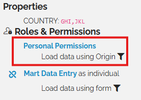 personal permissions displayed
