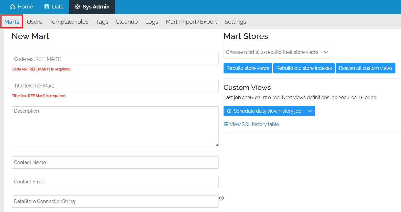 Image showing the New Mart screen